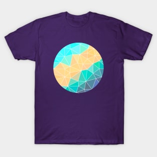 Turquoise and Peach Abstract Geometric T-Shirt